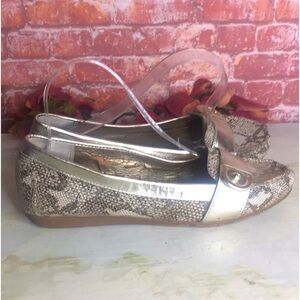 CIRCA Joan & David Platinum
Snake print Leather Loafers